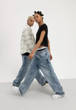 YOURTURN Baggy Jeans Unisex - Jean Boyfriend - Dark Blue Denim 10 YOURTURN Baggy Jeans Unisex - Jean Boyfriend - Dark Blue Denim -Vêtements Soldes 47039cf62e0e4223bb19b517ea683054