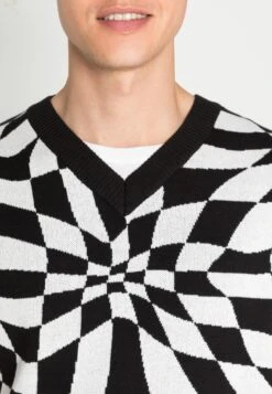 YOURTURN Distorted Check Vest Unisex - Pullover - Black/White -Vêtements Soldes 7dcb994c98d14ce7a38fa74356cb62c7