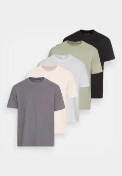 YOURTURN Unisex 5 Pack - T-Shirt Basique - Dark Grey/White/Beige -Vêtements Soldes ad4b65fc9a1a4ee292e39d99f7fd81fb