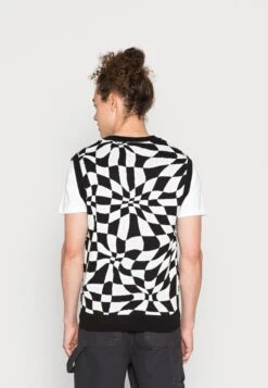 YOURTURN Distorted Check Vest Unisex - Pullover - Black/White -Vêtements Soldes b039e6683b6846d79acd1f15c36fae0f
