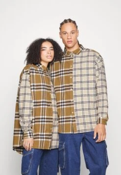 YOURTURN Mash Up Check Genderless - Chemise - Beige