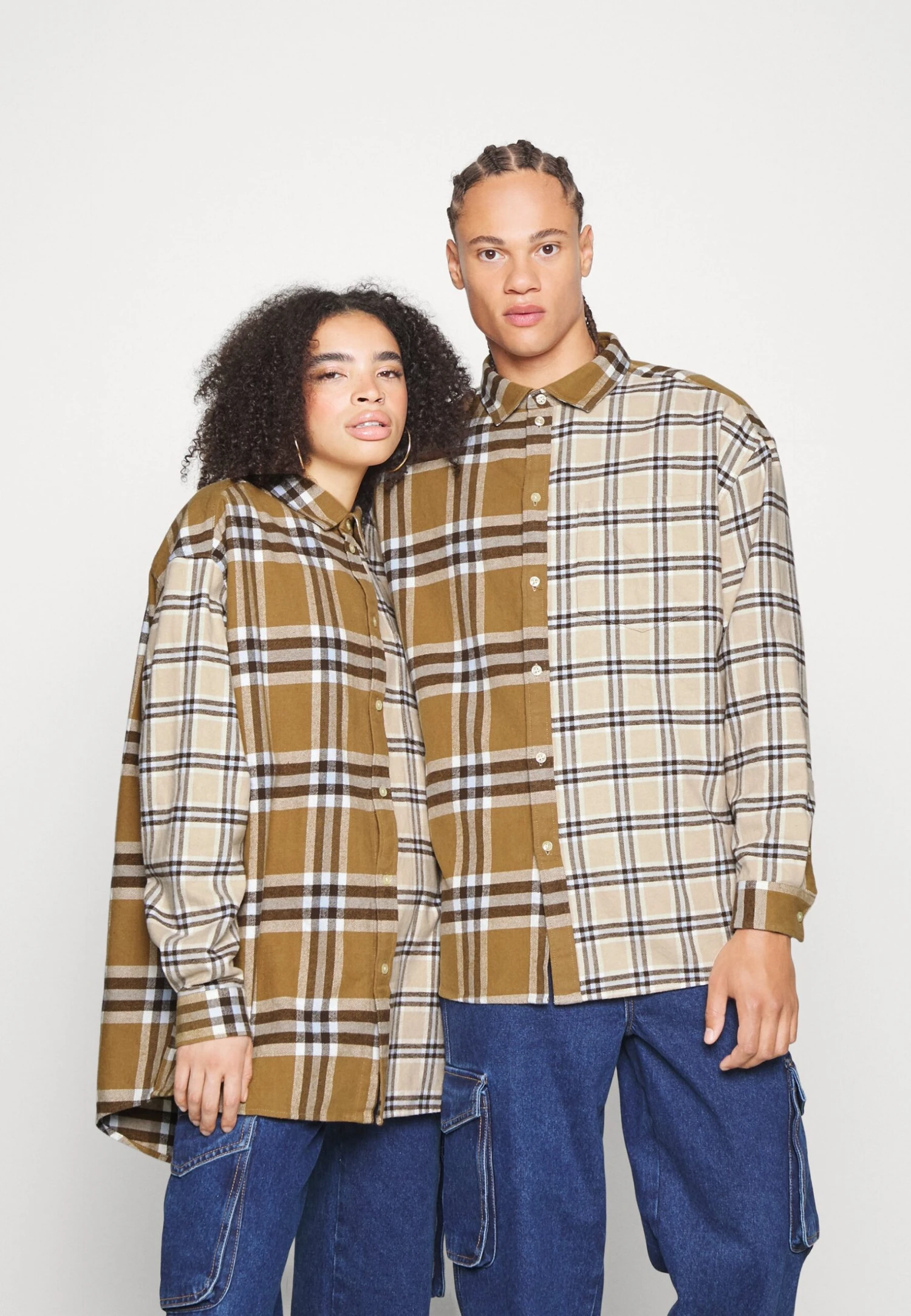 YOURTURN Mash Up Check Genderless - Chemise - Beige 2 YOURTURN Mash Up Check Genderless - Chemise - Beige