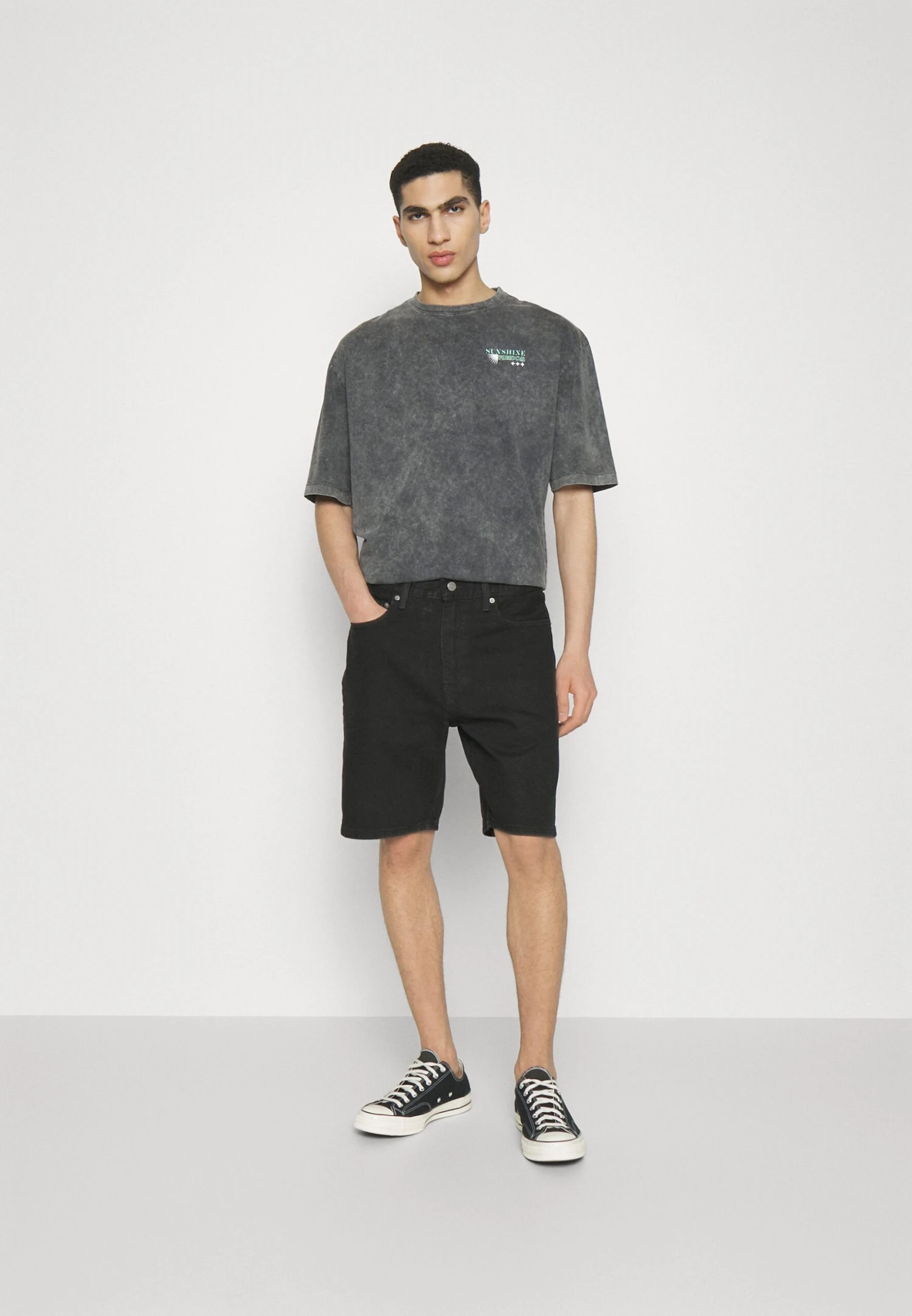 YOURTURN Unisex - T-Shirt Imprimé - Mottled Black 4 YOURTURN Unisex - T-Shirt Imprimé - Mottled Black – Image 2